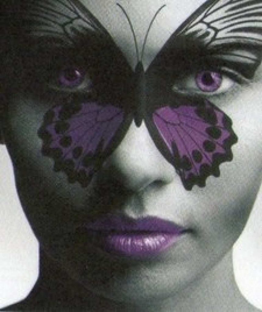 butterfly painted on the face